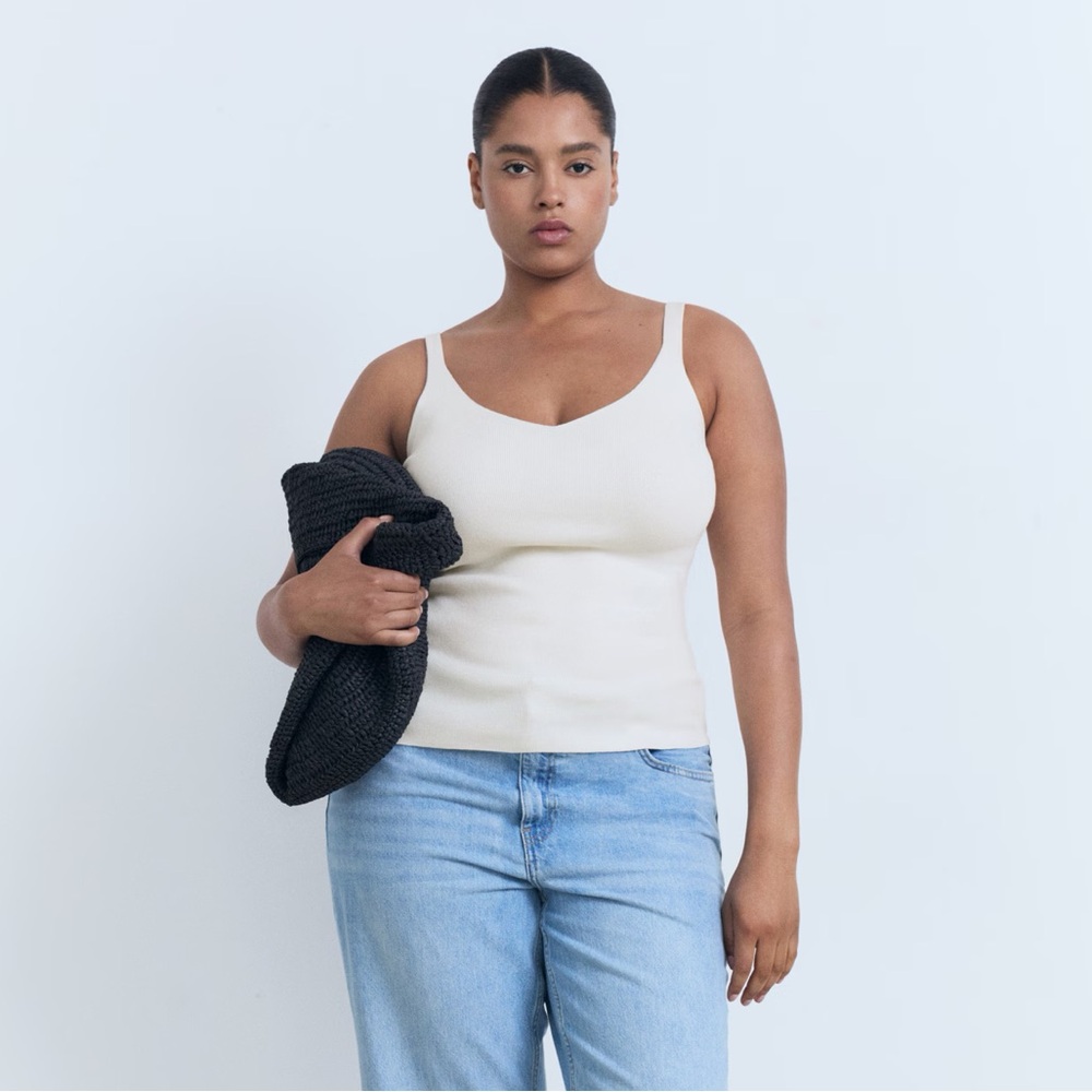 Mango Knit V Neck Sleeveless Top